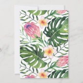 Tropical Beach Wedding Pink Protea Blumengrün Einladung (Rückseite)