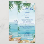 Tropical Beach Wedding Reception Menu Card Menükarte (Vorne/Hinten)
