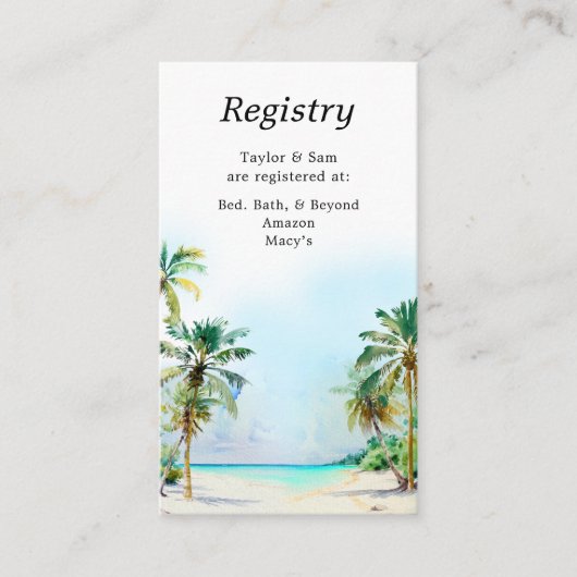 Tropical Beach Wedding Registry Begleitkarte (Vorderseite)