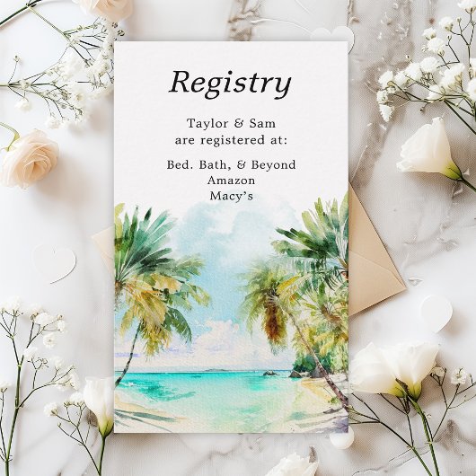 Tropical Beach Wedding Registry Begleitkarte