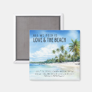 Tropical Beach Wedding Rett Date Magnet