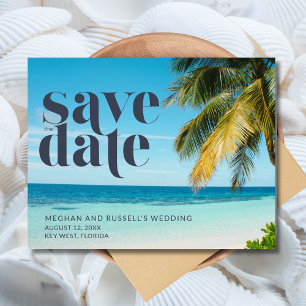 Tropical Beach Wedding rettet die Datumskarten Ankündigung