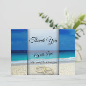 Tropical Beach Wedding & Rings Vielen Dank, dass S Einladung (Stehend Vorderseite)