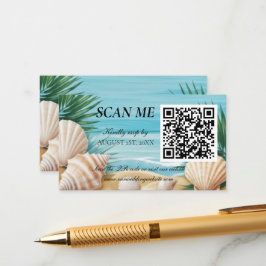 Tropical Beach Wedding RSVP QR Code Enclosure Begleitkarte