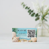 Tropical Beach Wedding RSVP QR Code Enclosure Begleitkarte (Stehend Vorderseite)