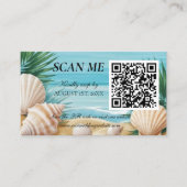 Tropical Beach Wedding RSVP QR Code Enclosure Begleitkarte (Vorderseite)
