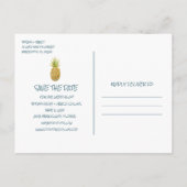 Tropical Beach Wedding Save the Date Ankündigungspostkarte (Rückseite)