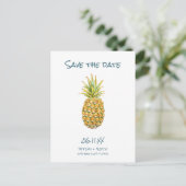 Tropical Beach Wedding Save the Date Ankündigungspostkarte (Stehend Vorderseite)