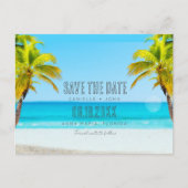 Tropical Beach Wedding Save the Date Ankündigungspostkarte (Vorderseite)