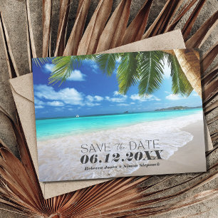 Tropical Beach Wedding Save the Date Ankündigungspostkarte