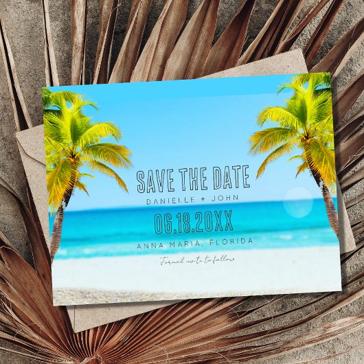 Tropical Beach Wedding Save the Date Ankündigungspostkarte