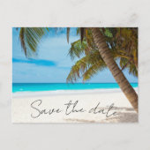 Tropical Beach Wedding Save the Date Ankündigungspostkarte (Vorderseite)