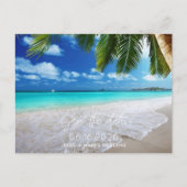 Tropical Beach Wedding Save the Date Ankündigungspostkarte (Vorderseite)