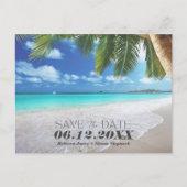 Tropical Beach Wedding Save the Date Ankündigungspostkarte (Vorderseite)