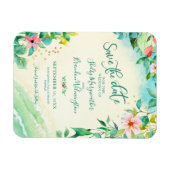 Tropical Beach Wedding SAVE THE DATE Floral Magnet (Horizontal)