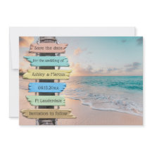 Tropical Beach Wedding Save the Date Karte