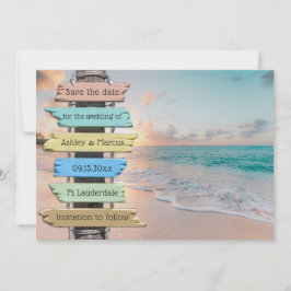 Tropical Beach Wedding Save the Date Karte