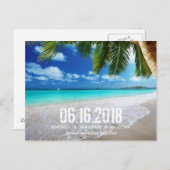 Tropical Beach Wedding Save the Date Postcard Ankündigungspostkarte (Vorne/Hinten)