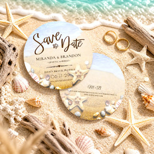 Tropical Beach Wedding Starfish Save the Date Card