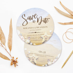 Tropical Beach Wedding Starfish Save the Date Card