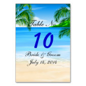 Tropical Beach Wedding Table Card Tischnummer (Vorderseite)