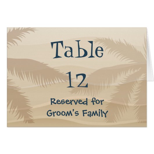 Tropical Beach Wedding Tischnummer (Vorderseite (Horizontal))