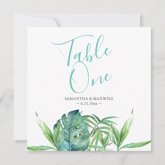 Tropical Beach Wedding Tischnummer (Vorderseite)