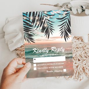 Tropical Beach Wedding UAWG Lichtzeichenfolge RSVP Karte