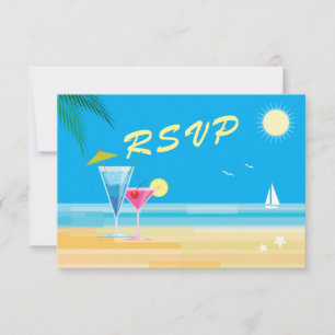Tropical Beach Wedding UAWG RSVP Karte