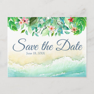 Tropical Beach Wedding Wasserfarbe Save the Date Postkarte