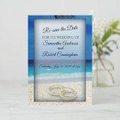 Tropical Beach Wedding - wieder Save the Date Post (Stehend Vorderseite)