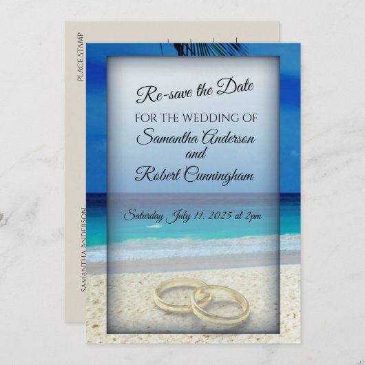 Tropical Beach Wedding - wieder Save the Date Post (Vorne/Hinten)