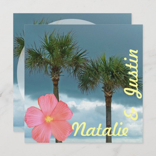 Tropical Beach Wedeldusche Einladung (Vorne/Hinten)