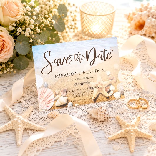 Tropical Beach Wedfish Save the Date Card