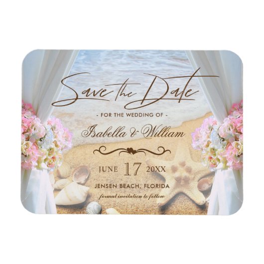 Tropical Beach Wedfish Save the Date Magnet (Horizontal)