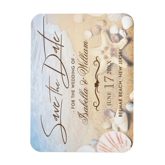 Tropical Beach Wedfish Save the Date Magnet (Vertikal)