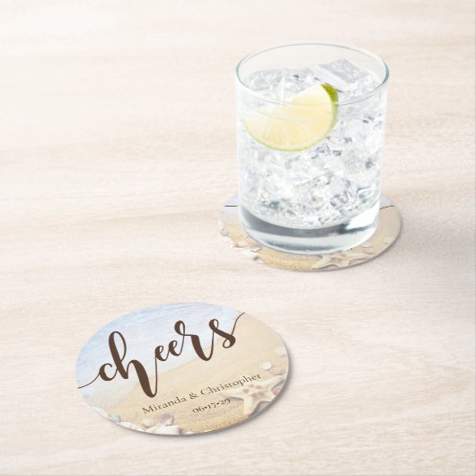 Tropical Beach Wedfish Summer Runder Pappuntersetzer (Vor Ort)