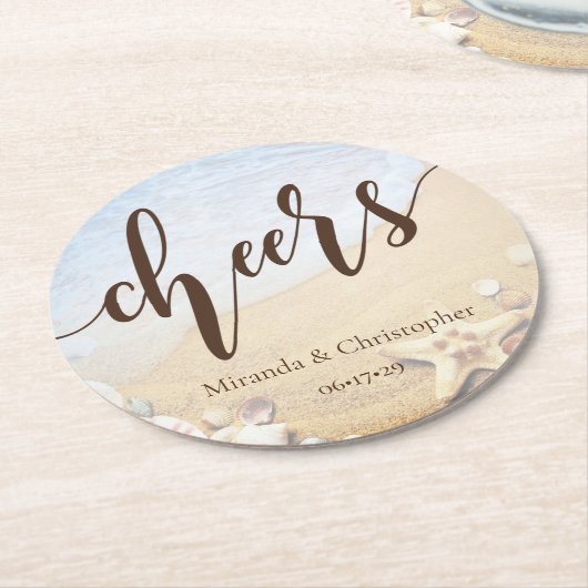 Tropical Beach Wedfish Summer Runder Pappuntersetzer (Angewinkelt)