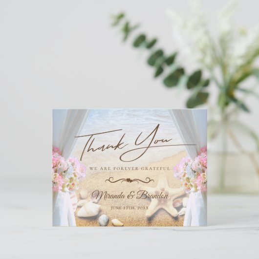 Tropical Beach Wedfish Vielen Dank Postkarte (Stehend Vorderseite)