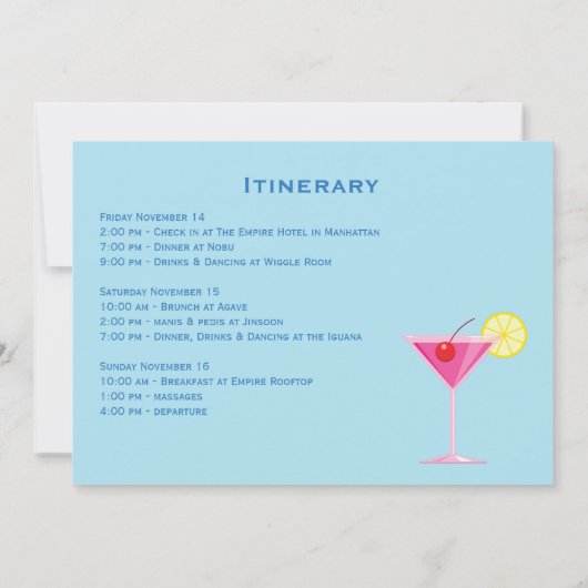 Tropical Beach Weekend Bachelorette Einladung (Rückseite)