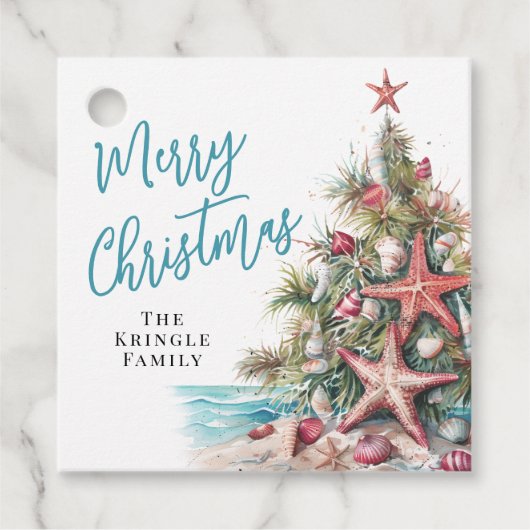 Tropical Beach Weihnachten Geschenkanhänger (Vorderseite)