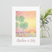 Tropical Beach Weihnachten im Juli Party Einladung (Stehend Vorderseite)