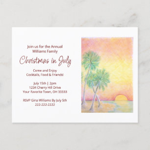 Tropical Beach Weihnachten im Juli Party Einladungspostkarte