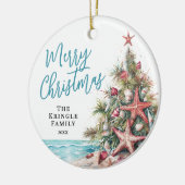 Tropical Beach Weihnachten Keramik Ornament (Links)