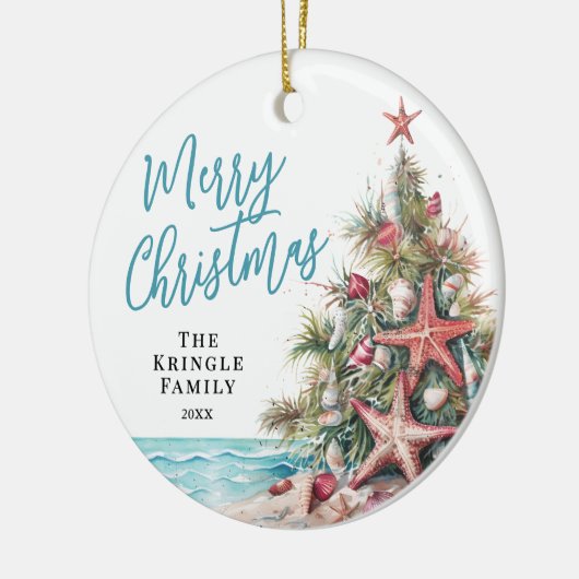 Tropical Beach Weihnachten Keramik Ornament (Links)