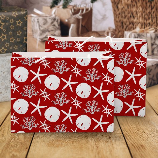 Tropical Beach Weihnachten Roter Sand Dollar Starf Große Geschenktüte
