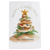 Tropical Beach Weihnachtsbaum Mittlere Geschenktüte (Vorderseite)