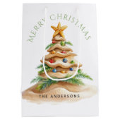 Tropical Beach Weihnachtsbaum Mittlere Geschenktüte (Rückseite)