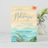 Tropical Beach Weihnachtskarte Feiertagskarte (Stehend Vorderseite)