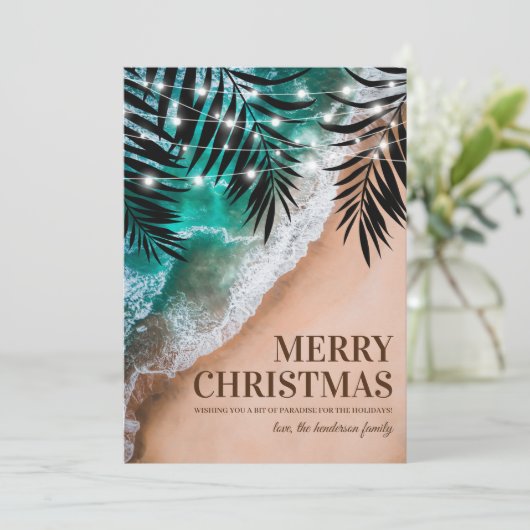 Tropical Beach Weihnachtskarte Feiertagskarte (Stehend Vorderseite)